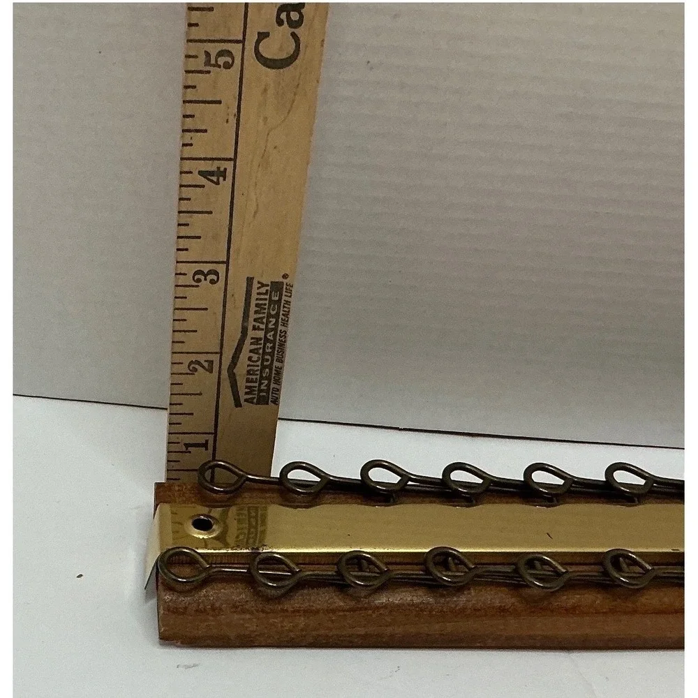 Vintage Tie Rack Belt Organizer Wood Brass Wall‎ Mount 18 Inch Mid Century
